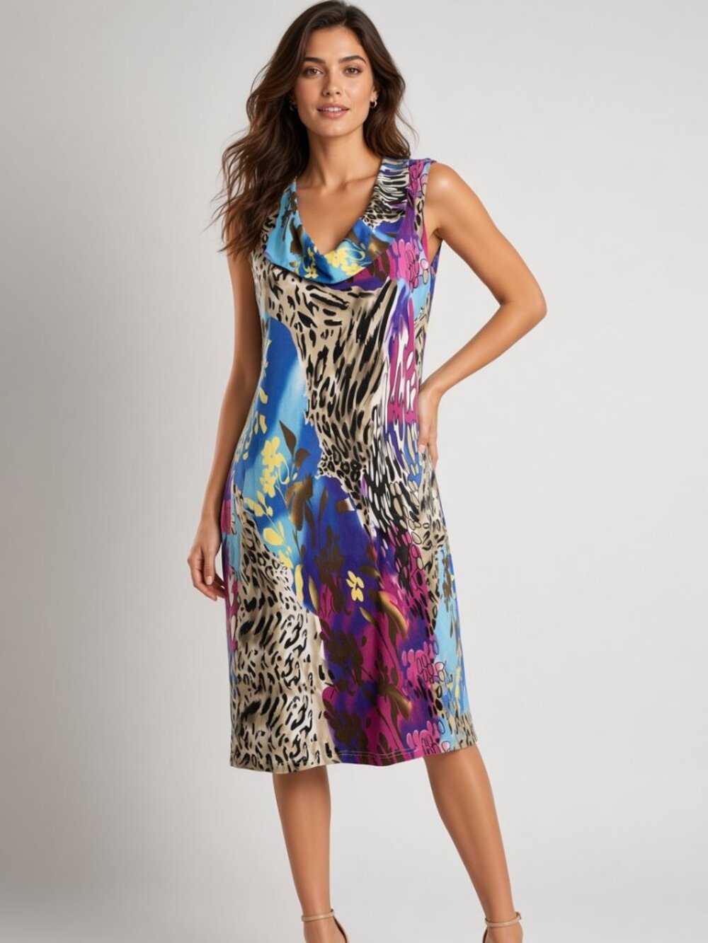 NWOT! Joseph Ribkof Multicoloured Floral Animal Print Dress